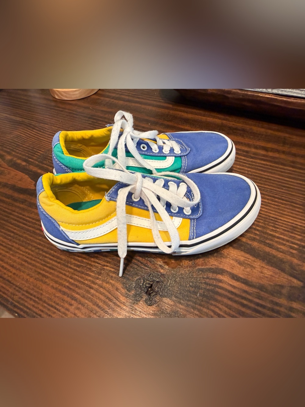 Vans Old Skool Kids Colorblock Blue Green Yellow Skate Shoes Youth 2 Streetwear